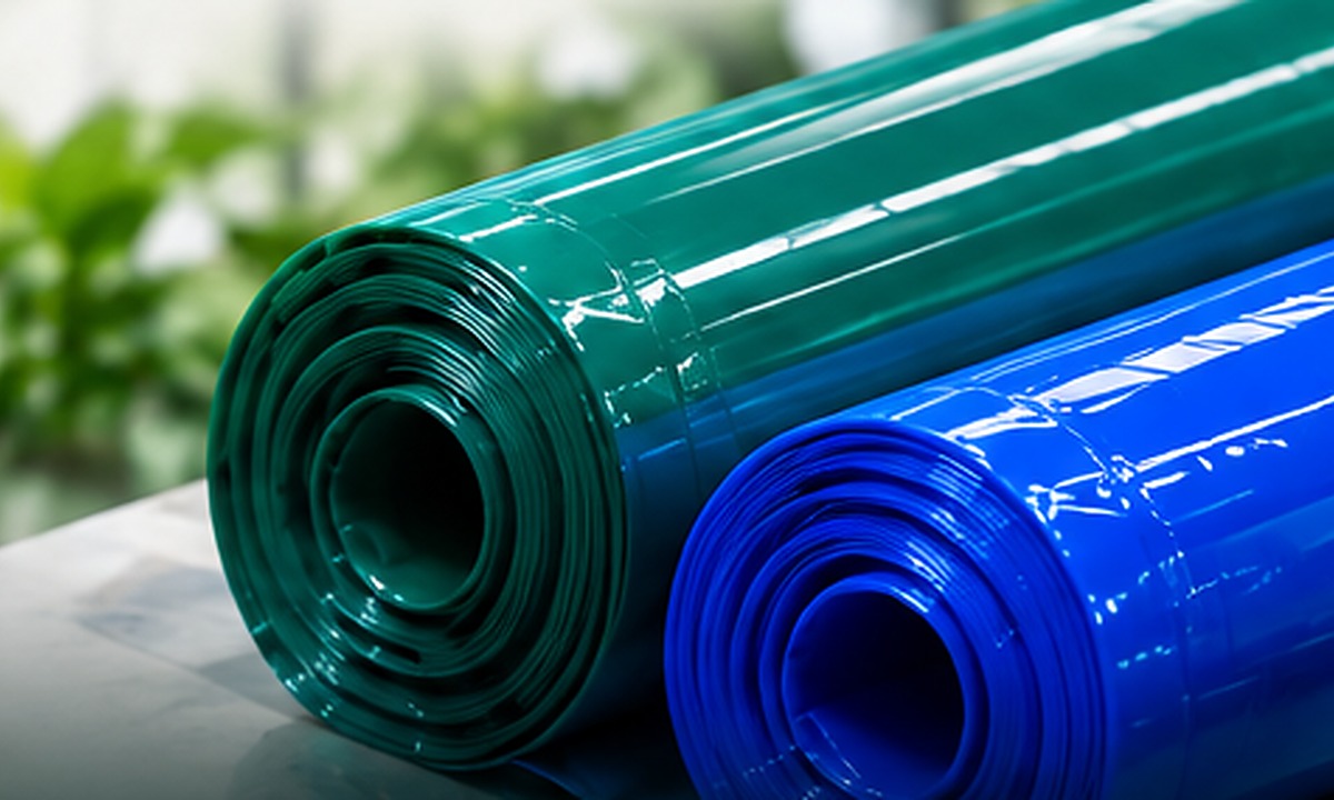 Nylon polythene sheet rolls in green and blue
